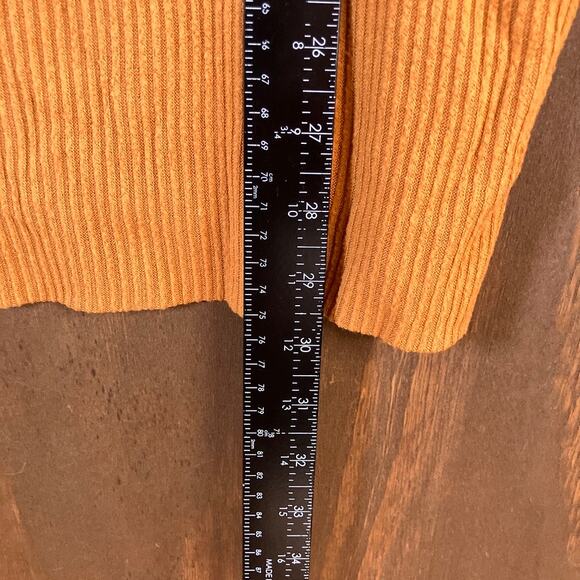 Express Womens Sweater Yellow Dolman Long Sleeve Ribbed Tunic Stretch Medium - Picture 9 of 12